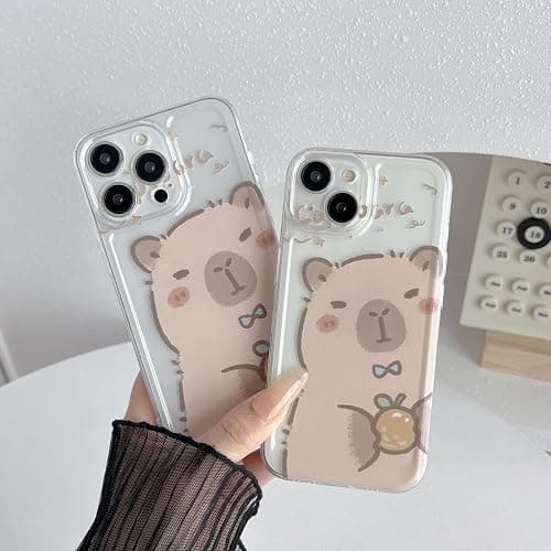 FLIRACON Cute Cartoon Capybara Clear Soft Phone Case Compatible with iPhone Case (Clear,for iPhone 16 Pro) thumbnail 2