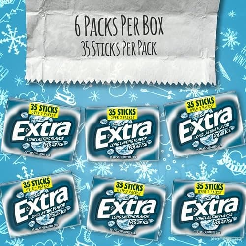 LAIBY Long Lasting Flavor Polar Ice Extra Gum | Sugar Free Chewing Gum Mega Pack | Polar Ice Chewing Gum Bulk 35 Sticks (Pack of 6) thumbnail 3