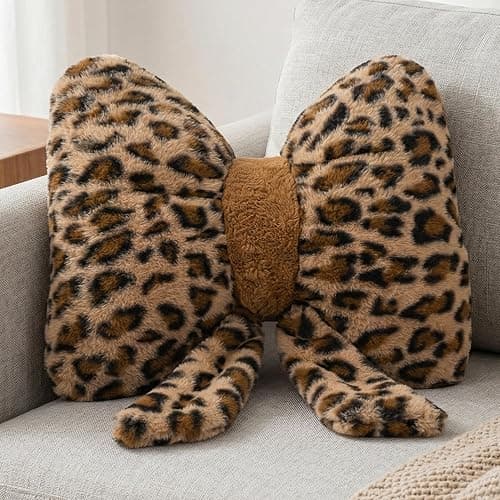 XIAIJIA Bow Pillow Decorative Pillows Aesthetic Home Decor Soft Seat Cushions Cute Throw Pillow for Couch Bow Room Decor Leopard Print 12 * 9inch - Image 1