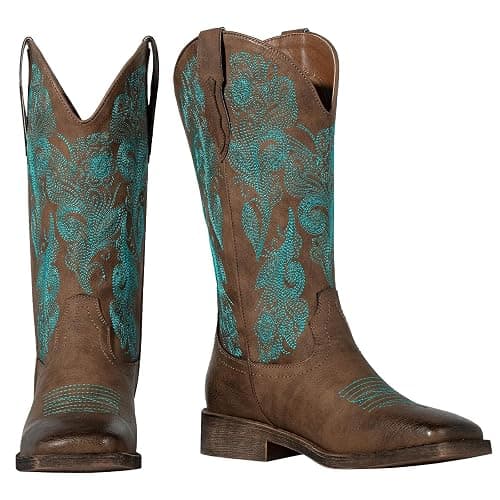 J's.o.l.e Women's Floral Embroidered Cowboy Boots Square Toe Fashion Western Cowgirl Boots thumbnail 7