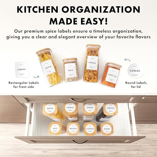 Square Glass Storage Containers with Bamboo Lids 12-Pack (4x 30 oz, 8x 17 oz) Airtight Storage Jars with Lids for Food, Stackable Kitchen Canisters with 114 Labels for Pantry [Thicker Glass 3mm] thumbnail 5