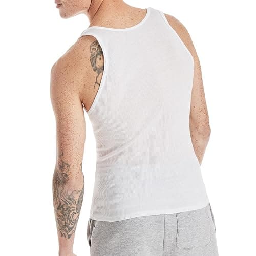 Hanes Men's Tank Top Undershirt Pack, Moisture-Wicking Cotton Ribbed Tanks for Men, Multi-Pack, White or Black/Gray thumbnail 6