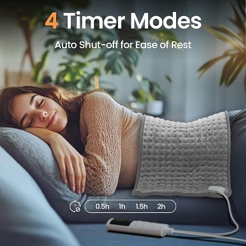 GYENNO Heating Pad for Back, Neck, Shoulders & Period Cramps, 9 Heat Settings, Auto Shut-Off, Rapid Heating, 12''24'', Velvet-like Fabric, Moonlit Velvet thumbnail 5