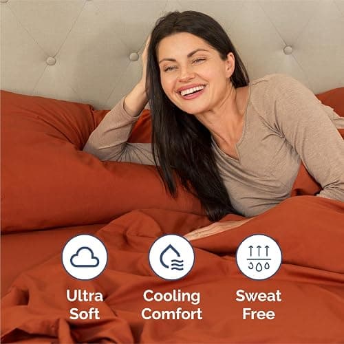 King Size 4 Piece Sheet Set - Comfy Breathable & Cooling Bed Sheets Set - Hotel Luxury Bedding for Women, Men, Kids & Teens - Deep Pockets, Easy-Fit, Super Soft & Wrinkle Free - Oeko-Tex - Terracotta thumbnail 4