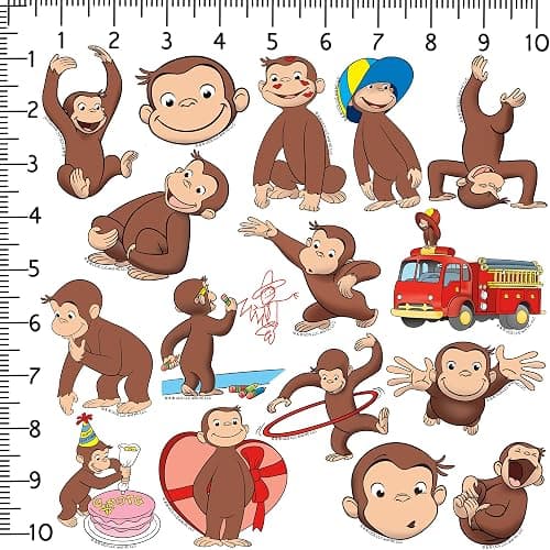 Curious George Character 50ct Vinyl Large Deluxe Stickers Variety Pack - Laptop, Water Bottle, Scrapbooking, Tablet, Skateboard, Indoor/Outdoor - 50 pack thumbnail 3