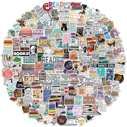 200PCS Bulk Book Stickers, Inspirational Reading Water Bottle Stickers for Kids Teens Students Teachers, Reading Lovers Book Accessories, Bookish, Vinyl Waterproof Decals - Image 1