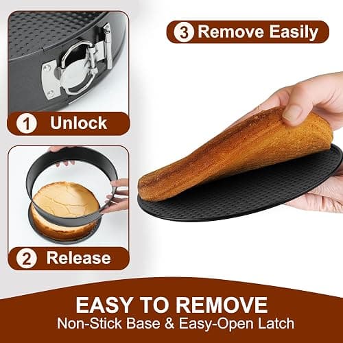 isheTao Springform Pan Set of 4, 4/7/9/10inch Cake Pan, Non-Stick Leak-Proof with Removable Bottom, Cheesecake Pan for Baking, Black thumbnail 4