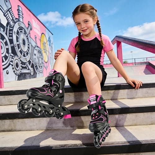 2PM SPORTS Inline Skates for Kids Girls Boys Ages 5-8 8-12 4-6 6-12 with Light Up Wheels, Adjustable Kids Roller Skates Blades for Adults Men Women Beginners Youths thumbnail 6