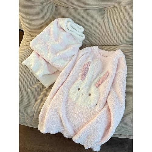 Vhitler Kawaii Cutecore Fuzzy Pajamas Fleece Set Lounge Fluffy Pj Sets Cute Sherpa Long Sleeve Top Pants Mathing Pajamas thumbnail 6
