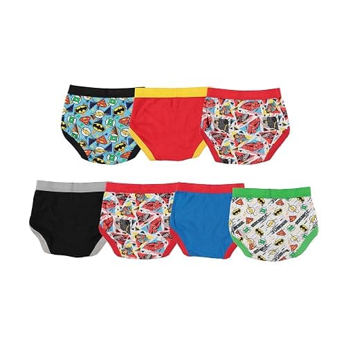 DC Comics Boys' 100% Cotton Briefs with Prints Including Superman, Batman, The Flash Logos, Sizes 2/3t, 4t, 4, 6, 8 - 2-3T - 7-pack Justice League Logo thumbnail 2
