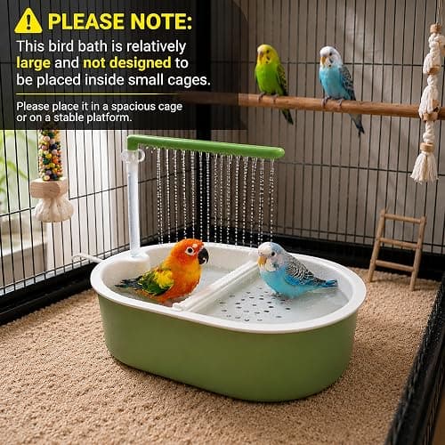 Indoor Bird Bath Fountain, Dual Rainfall Parrot Shower with Anti-Clog Pump & Filter Sponge, Adjustable Water Flow, Natural Beech Wood Perch, Bird Shower Spa for Parakeet, Cockatiel, Lovebird thumbnail 6