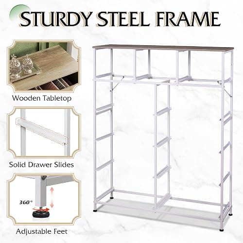 WLIVE Storage Organizer Unit with 11 Fabric Bins, Storage Drawers Organizer with Steel Frame, Tall Storage Tower Organizaton for Living Room, Hallway, Office, Greige thumbnail 7