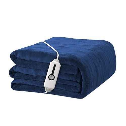 ReyyNio Heated Electric Blanket 72"x84" Full Size, Soft Coral Fleece Fast Heated Blanket with 4 Heating Levels and 10 Hours Auto-Off, Cozy Plush Fabric, Machine Washable - Home, Dark Blue - Image 1