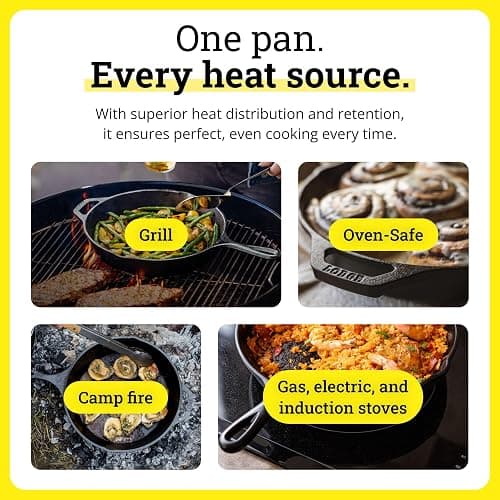 Lodge Seasoned Cast Iron Skillet - Quality Frying Pan for the Stove, Oven, Grill & Campfire - Includes Silicone Hot Handle Holder - Non-Toxic, Nonstick & Long-Lasting - 12 Inches thumbnail 6