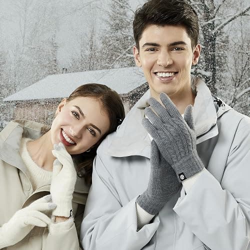 MA COWCF Women's Winter Gloves for Cold Weather Thermal Knit Elastic Soft Touch Screen Glove for Running Driving Hiking thumbnail 8