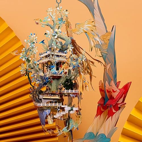 MU 3D Metal Puzzle Model Kits-Birds Pay Homage to The Phoenix, Adult DIY Kits Chinese Palace Puzzles and Teens Brain Teaser Jigsaw Miniature Building thumbnail 5