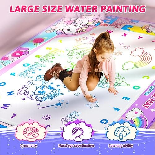Water Doodle Mat,40 x 32 Inch Large Drawing Mat with Backpack,Educational Toys Gifts for Kids Boys Girls,Mess Free Painting for Toddlers Age 2 3 4 5 6 7 8 Year Old thumbnail 6