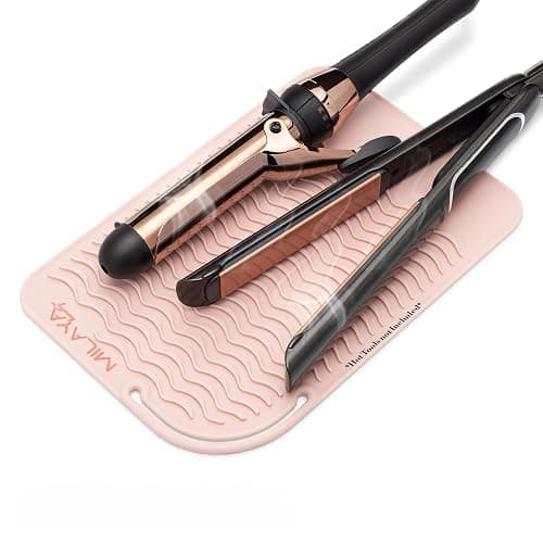 Milaya Beauty Vanity Accessories Heat Resistant Mat – Silicone Flat Iron & Curling Iron Holder, Non-Slip Vanity Mat & Hot Tool Mat for Home, Salon, or Travel Use - Image 1
