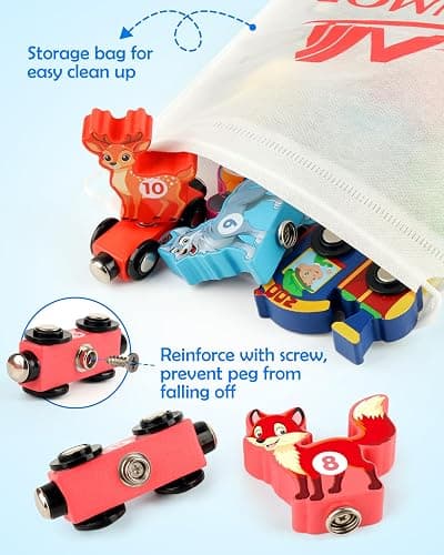 Vanmor Wooden Train Set for Toddlers, Magnetic Animal Number Train Toys for Ages3-5, Toddler Learning Toys, Fine Motor Skills Educational Toys, Preschool Activities, Toddler Boy Girl Gifts thumbnail 7