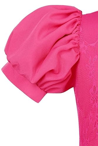 HORTYZON Girls Princess Dress Peach Costume Super Bros Kids LED Light Up Princess Dress for Deluxe Halloween Party Dress Up - 3-4 Years thumbnail 6