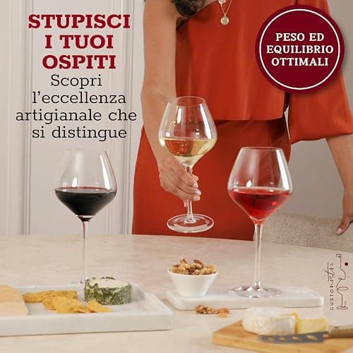 Gusto Nostro Crystal Wine Glasses Set of 4, 22 Oz Long Stem Modern Wine Glasses for White and Red Wine, Dishwasher Safe, Fancy, Elegant, Large and Tall Wine Glass for Wedding Christmas Anniversary thumbnail 4
