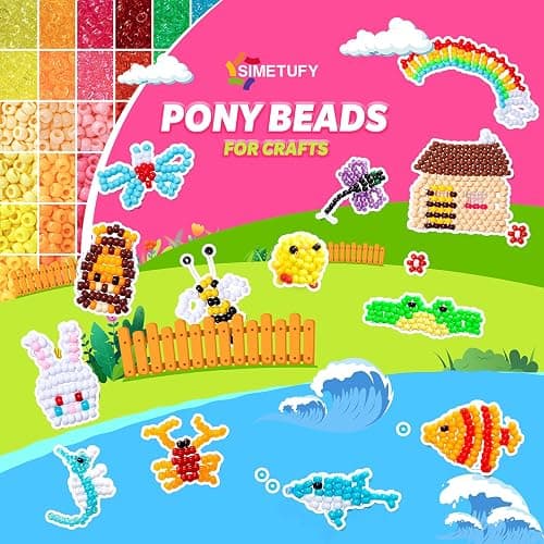 Simetufy 6000Pcs Pony Beads, 30 Colors 6x9MM Kandi Beads Bulk for Crafts Bracelet Making Hair Braiding Jewelry Key Chains DIY Crafts Gifts (3.44lb, Stack Box) thumbnail 11