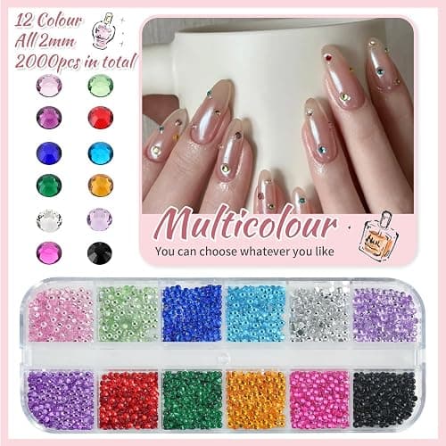 EARLMONI 5200PCS Nail Gems and Charms, AB Crystal Nail Rhinestones with Flatback Nail Pearls, Pick Up Tweezers, Rhinestone Picker Tool, Flat Back Nail Gems for Nail Art, Clothes, Face, Craft thumbnail 4