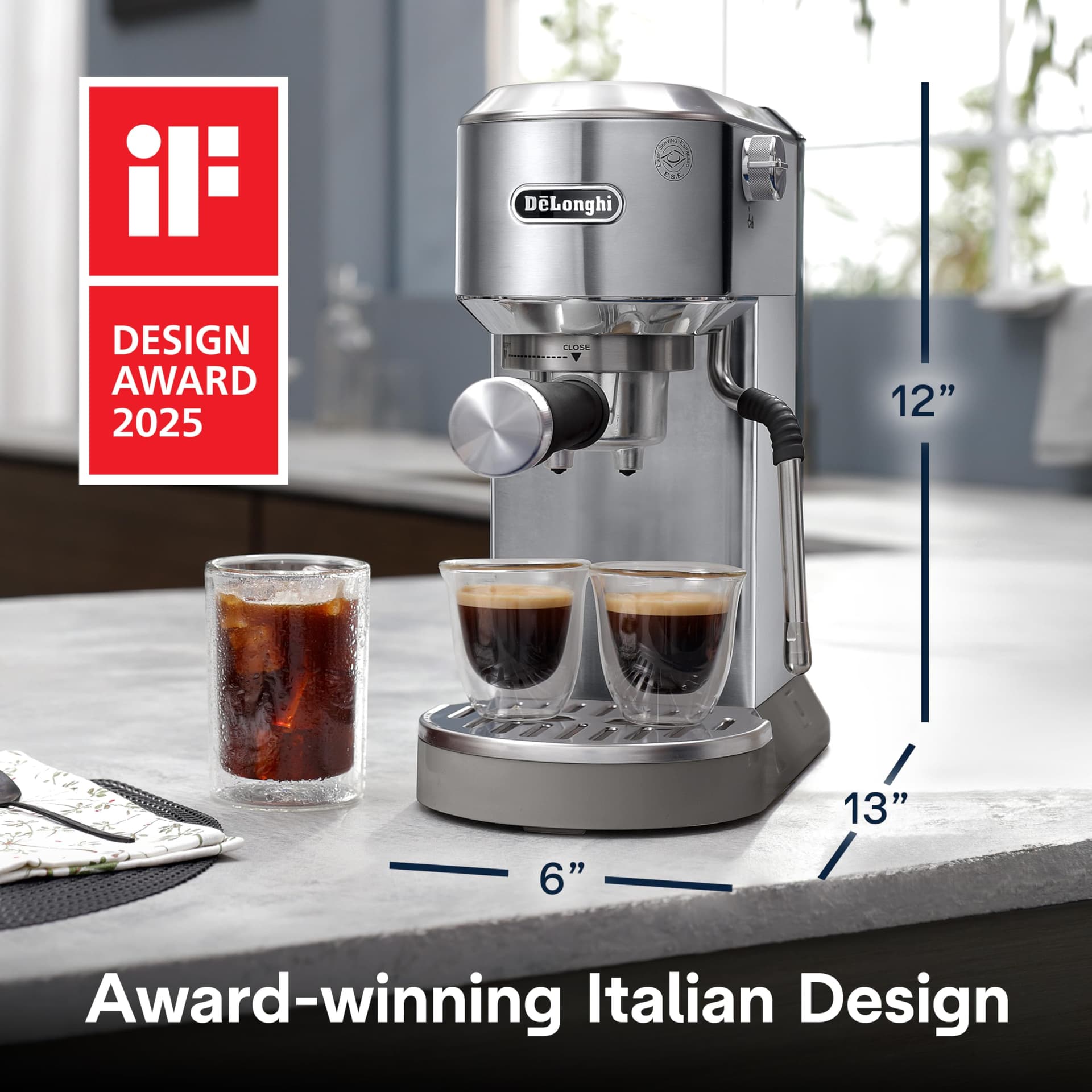 De'Longhi Dedica Duo Máquina de café espresso y Cold Brew, acero inoxidable, pantalla táctil, EC890M thumbnail 6