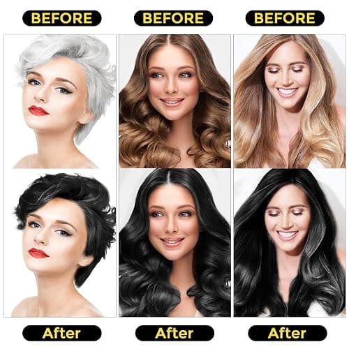 Hair Dye Shampoo 3 in 1 for Gray Hair, Herbal Ingredients Natural Shampoo Hair Dye for Women Men (Black) thumbnail 3