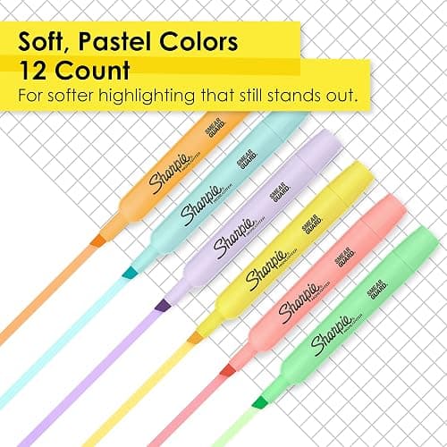 Sharpie® Tank Highlighters, Mild Pastel Colors, Assorted, Chisel Tip, 12 Count - 1 Count (Pack of 12) thumbnail 2