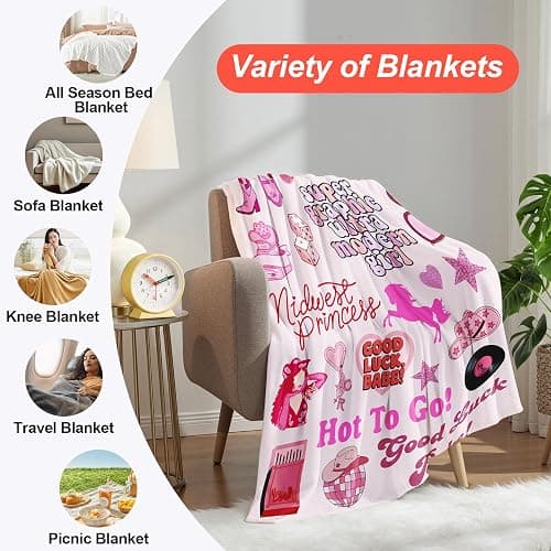 50"x 40" Pink Music Pony's Singer Throw Blanket, Chappell Gifts for Girls Fans Women, Soft Blankets All Seasons, Plush Cozy Lightweight Flannel Quilts for Bedroom Sofa Couch Living Room thumbnail 7
