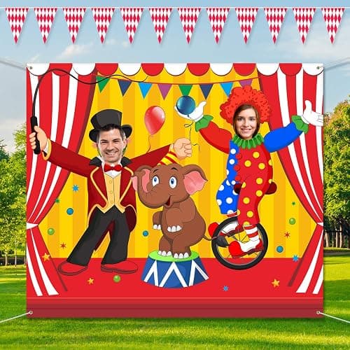 Blulu Carnival Backdrops for Party Circus Decorations 59 x 51 Inch Carnival Photo Door Banner Circus Theme Banner Photo Props Large Backdrop for Decorations Games Supplies thumbnail 3