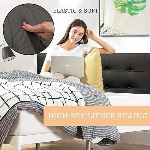 BCU Headboard Pillow Twin XL Upholstered Comfy Back Rest Pillow Bed Wedge Pillow for Headboard in College Dorm Bed Sofa Reading Chair, Black thumbnail 5