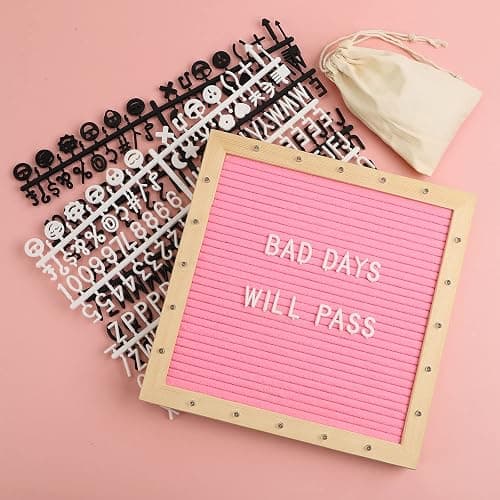 Pink Felt Letter Board with Stand, Built-in LED Lights With Tripod Stand and Wall Mount Hanger for Party Home Decor(10x10),Menu Board, 340 Letters for Custom Sign Messages, Party Planning (Pink) thumbnail 5