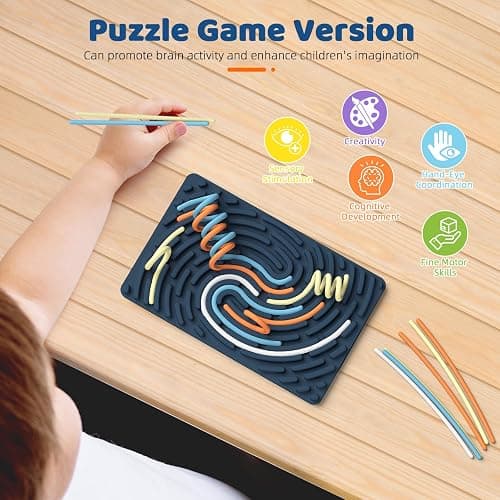 Sensory Activity Board: Ednzion Double-Sided Silicone Fidget Toy for Kids & Adults | Silent, No Mess, Calming for Anxiety, ADHD & Autism | Portable with Travel Bag & 20 Strings | Ages 3+ thumbnail 5