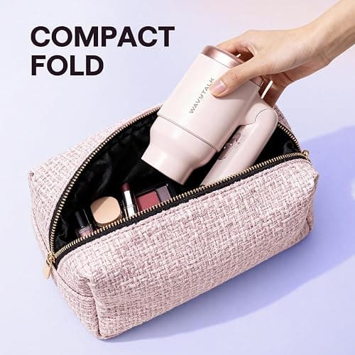 Wavytalk Blow Dryer with Diffuser, Mini Hair Dryer with Folding Handle, 1600W Quiet Lightweight Hairdryer with Diffuser Compact Design, Pinky White thumbnail 4