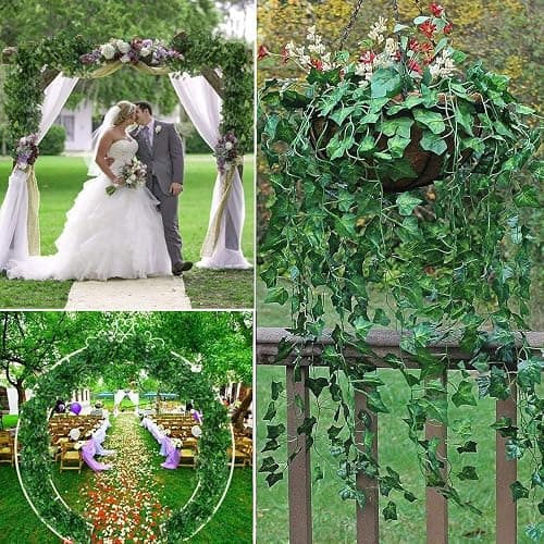 12 Pack Fake Vines for Room Decor Artificial Ivy Garland with Clip Green Flowers Hanging Plants Faux Greenery Leaves Bedroom Aesthetic Decor for Home Garden Wall Wedding thumbnail 6