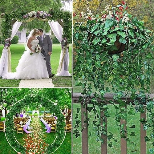 12 Pack Fake Vines for Room Decor Artificial Ivy Garland with Clip Green Flowers Hanging Plants Faux Greenery Leaves Bedroom Aesthetic Decor for Home Garden Wall Wedding - 84FT VINES - 12 thumbnail 6