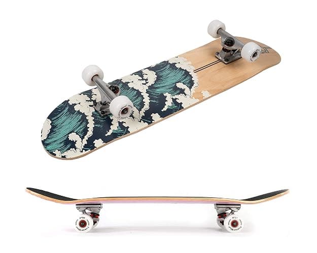 Amrgot Beginner Skateboards 31" x 8" Complete Skateboards for Kids Boys Girls Adults 7 Ply Maple Wood Double Kick Deck Recessed Standard Tri Skateboards thumbnail 2