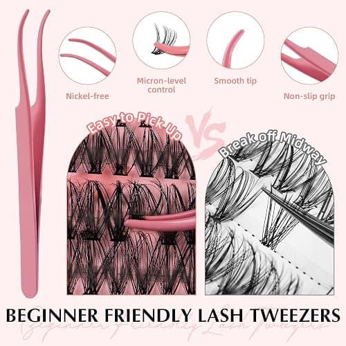 EYEVIS Lash Extension Kit 300PCS Lash Clusters Kit D Curl Eyelash Cluster 8-16mm 30D 40D 50D Individual Lashes Kit with Lash Bond and Seal Lash Tweezers（30D+40D+50D-D Kit, 8-16MIX） thumbnail 5