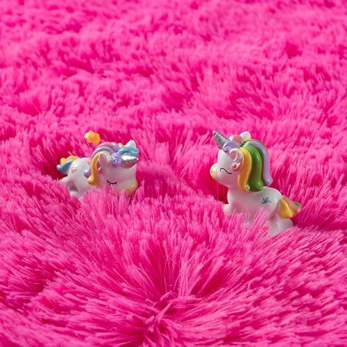 Foxmas Soft Fluffy Area Rugs for Bedroom Kids Room Plush Shaggy Nursery Rug Furry Throw Carpets for Boys Girls, College Dorm Fuzzy Rugs Living Room Home Decorate Rug, 2ft x 3ft, Hot Pink thumbnail 6