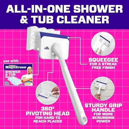 Mr. Clean Magic Eraser Shower & Tub Scrubber, Bathroom Cleaner, All in One Bathroom Cleaner, Lemon Starter Kit, 1 Scrubber & 2 Foaming Magic Erasers thumbnail 8