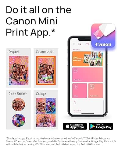 Canon Ivy 2 Mini Photo Printer, Print from Compatible iOS & Android Devices, Sticky-Back Prints thumbnail 5