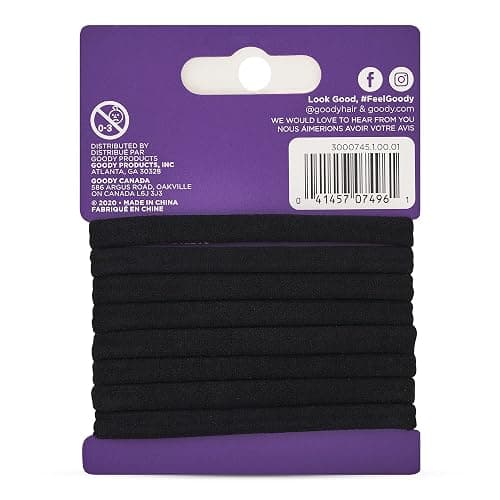 Goody Ouchless Seamless Hair Elastics, 8 Ct, Black, Damage-Free Gentle Hold Elastic Ties, No Snag or Pull, For All Occasions, Chic Styling Accessories for Women & Men, All Hair Types thumbnail 3