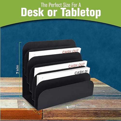 BankSupplies STEELMASTER 6 Slot File and Desk Organizer Paper Organizer Black Powder Coat Finish thumbnail 2