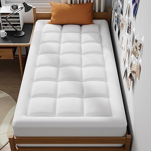 ELEMUSE Twin Size Dual Layer 3 Inch Memory Foam Mattress Topper, 2 Inch Cooling Gel Memory Foam and 1 Inch Thick Soft Pillow Top Mattress Pad Cover for Back Pain Relief, Bed Topper for Side Sleep - Twin - Plush Support(white) thumbnail 6