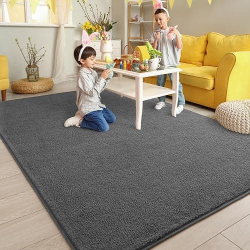 Pettop 4x6 ft Dark Grey Area Rugs for Bedroom Living Room, Washable Memory Foam Indoor Carpet, Modern Aesthetic Minimalist Non Slip Soft Comfy Carpet for Boys Girls Dorm Home Decor thumbnail 5