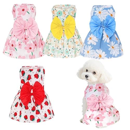 choyaxo 4pcs Cute Dog Dress Pet Dress Puppy Skirt Summer Pet Clothes for Puppy Small Cats - Image 1