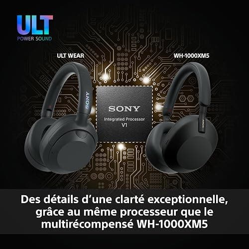 Sony ULT Wear - Casque sans Fil Bluetooth avec ULT Power Sound, Basses Profondes, réduction de Bruit, qualité d'appel Claire, jusqu'à 30 Heures d'autonomie de la Batterie, iOS et Android - Noir thumbnail 4