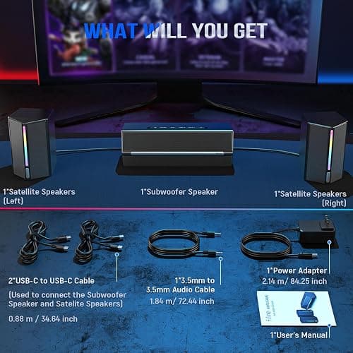 FIFINE Computer Speakers System with Subwoofer, Gaming Speaker for PC with RGB, Volume Control, Monitoring, 3.5mm Aux Input, AC Powered Speakers for Desktop Mobile TV-AmpliGame A22 thumbnail 9